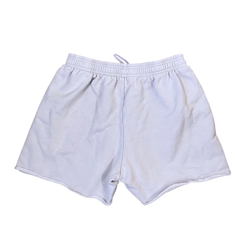 Alo Yoga Accolade Sweat Shorts Lavender Purple Cotton Fleece Raw Hem Medium - Picture 2 of 8